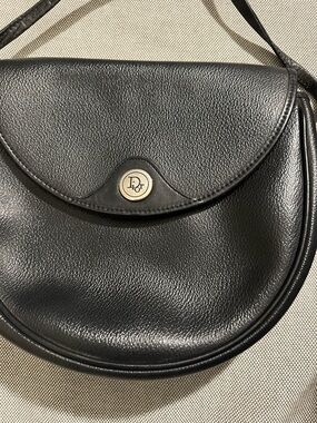 Christian Dior Vintage Black Leather Half Moon Shoulder Bag – CD Logo